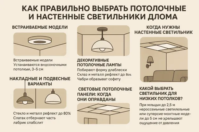 Как правильно подобрать потолочное и настенное освещение для дома: встраиваемые светильники, люстры и декоративные панели