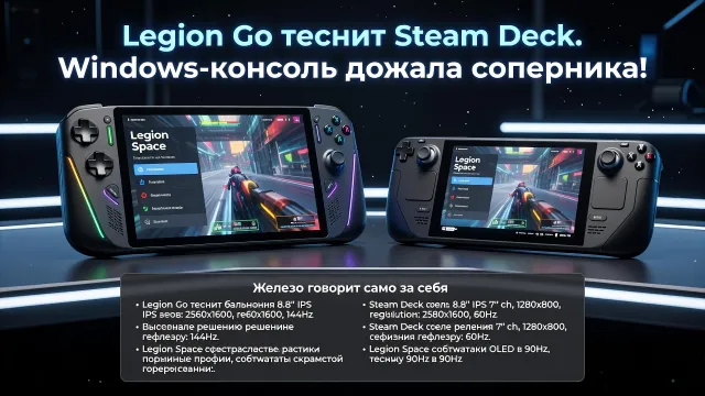Legion Go теснит Steam Deck. Windows-консоль дожала соперника!