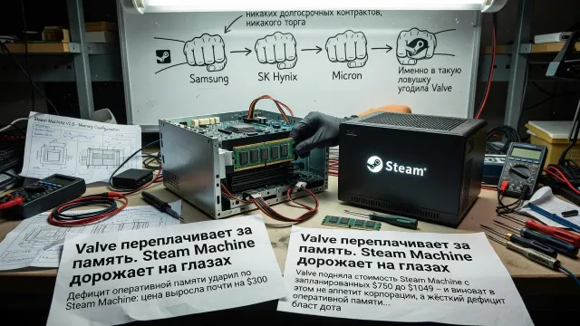 Valve переплачивает за память. Steam Machine дорожает на глазах