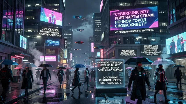 Cyberpunk 2077 рвёт чарты Steam. Ночной город снова живёт!