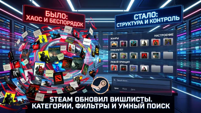 Steam обновил вишлисты. Категории, фильтры и умный поиск